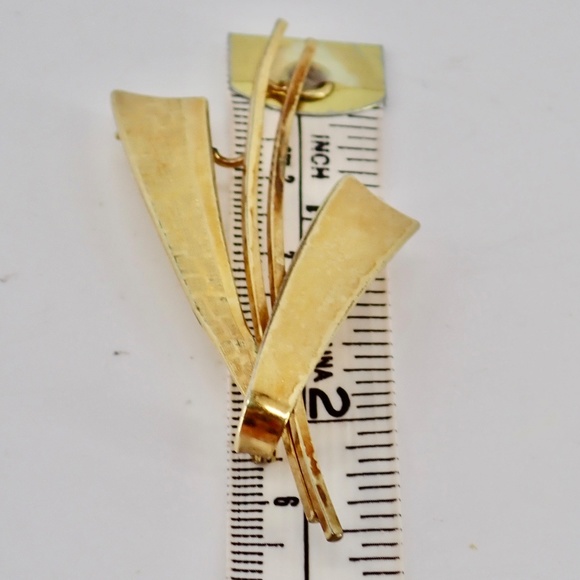 Amerik K&L Germany Art Deco Mid Century Modern Brooch Pin Gold Tone  2.5" - Picture 6 of 7